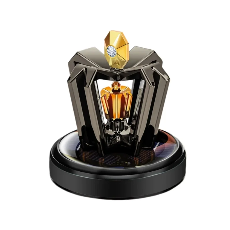 Solar Powered Rotating Crown Fragrance Diffuser Creative Auto Interior Decoration Air Freshener For Car Dashboard Table