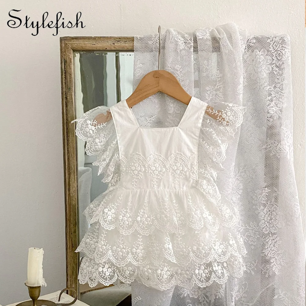 

Новая летняя детская одежда для детей 0-3 лет, изысканная милая цельная юбка для маленьких девочек, комбинезон с кукольным воротником