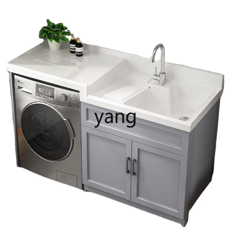 

LMM Alumimum Balcony Washing Machine Cabinet Laundry Tub Sink Basin Noodles Companion All-in-One Cabinet