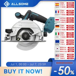 ALLSOcloser-Scie circulaire électrique, lame de scie sans balais, coupe multi-angle, adaptée à la batterie Makita 18V, 125mm