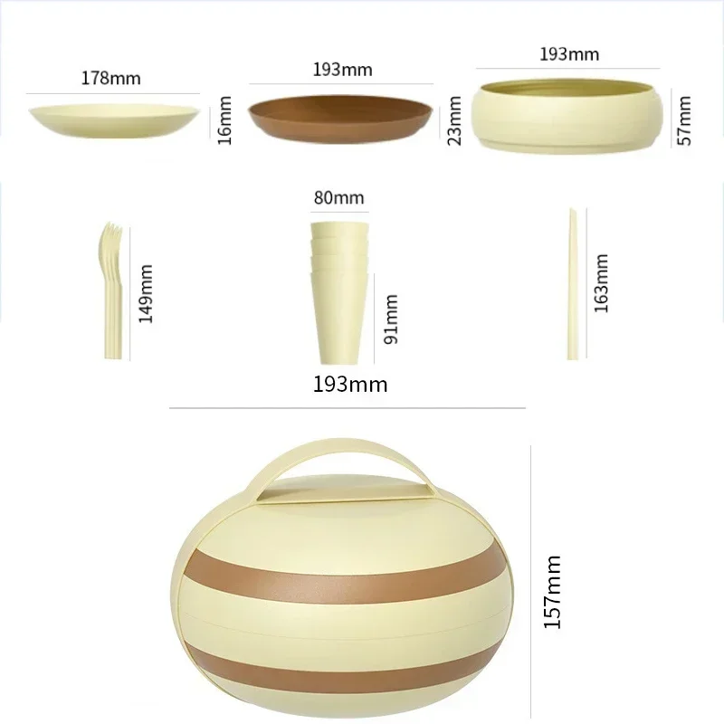 Nowe 4 osoby przenośny zestaw stołowy wycieczkę na Lunch zaopatruje ultralekkie talerze kempingowe kubek miska łyżka z pudełkiem do przechowywania sztućce piknikowe