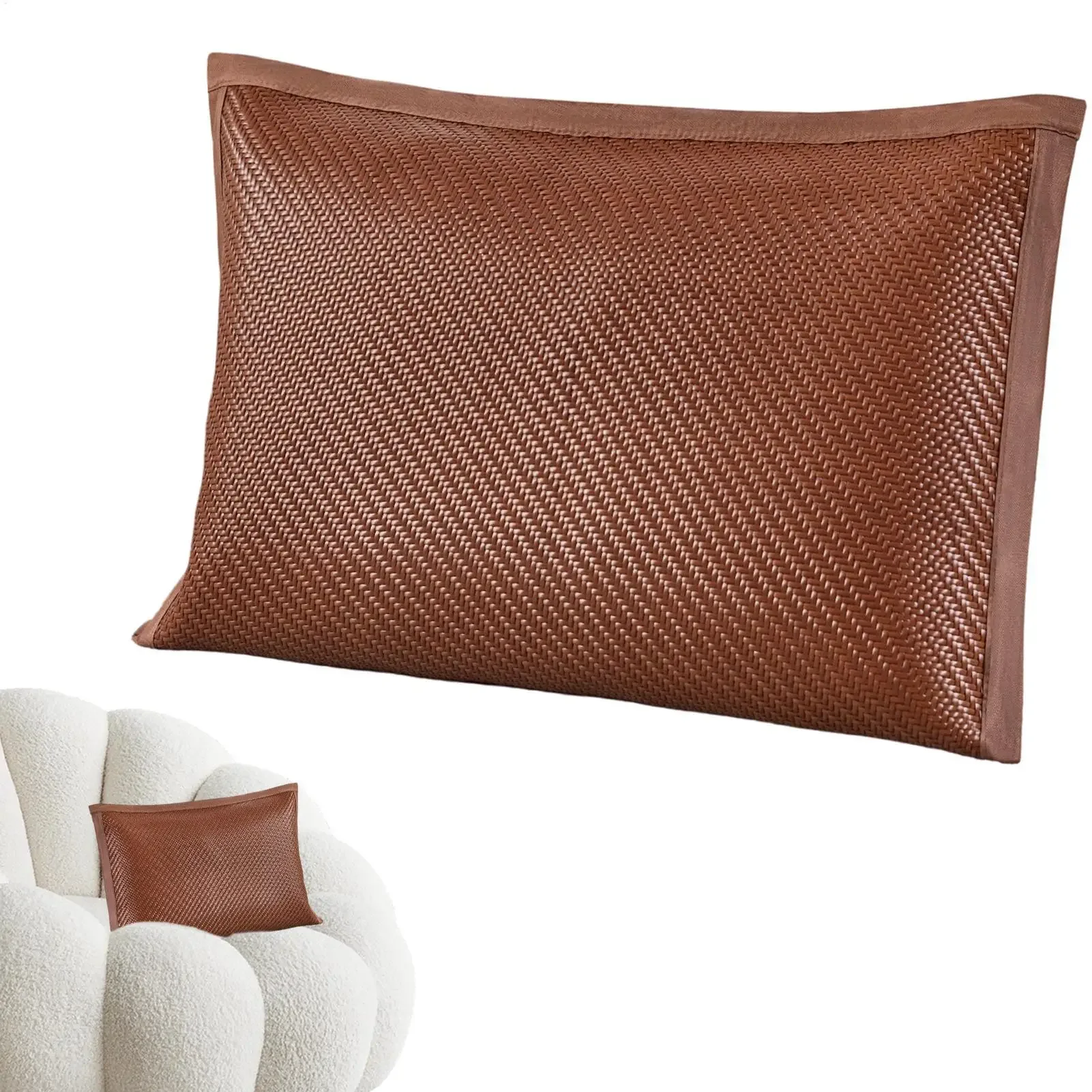 Pillow Covers 2 Pieces Cooling Imitation Rattan Cushion 48x74cm Bed Pillow Sleeve For Home Living Room Holiday Farmhouse Indoor