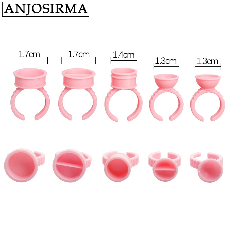 Anjosirma 100 Stuks Wimper Verlenging Gel Cup Delay Cup Enten Valse Wimpers Lijmringen Houder Make-Up Tool