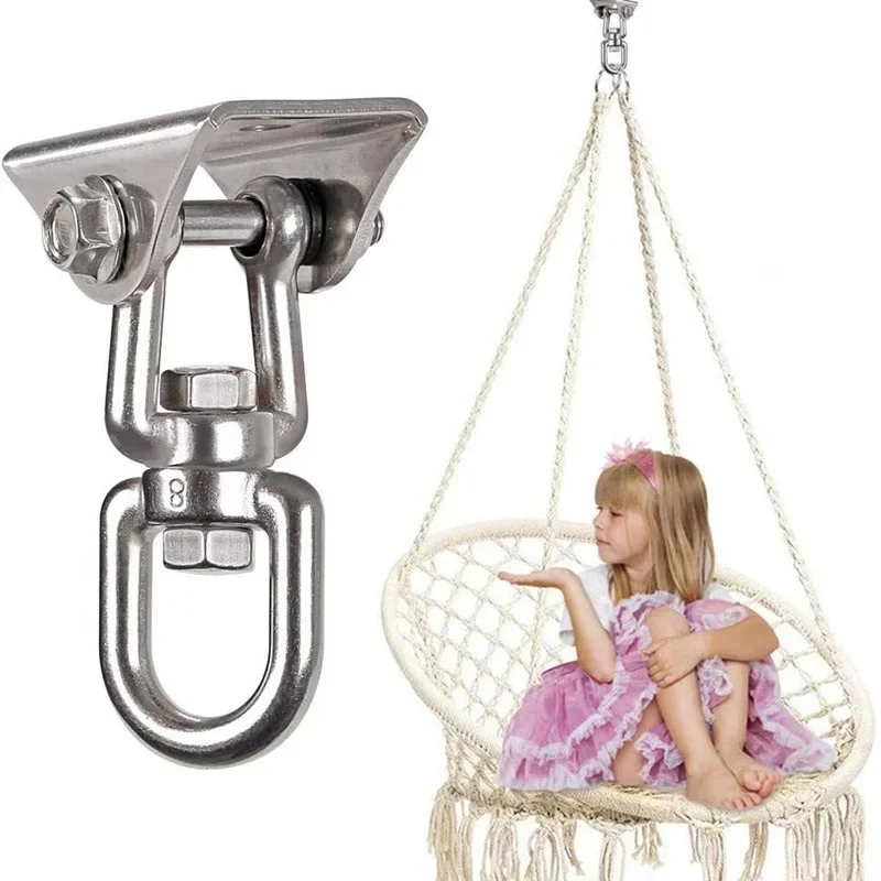 Heavy Duty Swing Hanger Hook, 360 ° Swivel Swing Hook with 4 Screws for Yoga Seat, Hammock Sandbag, Indoor and Outdoor Stainless