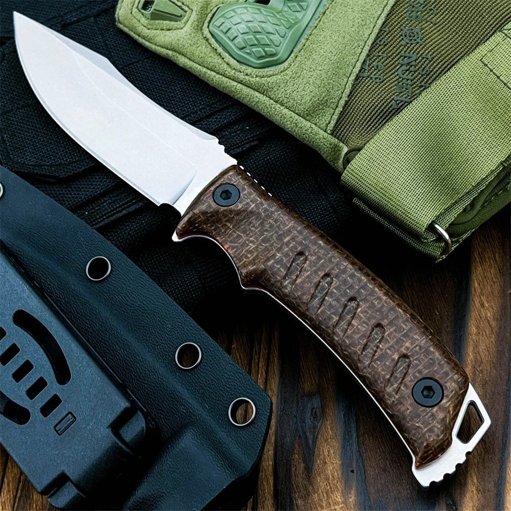 

Hot Sale 8Cr13Mov Steel Tactical Fixed Blade Knife Micarta Handle for Secure Grip Comes with Sheath, for Camping Fishing EDC
