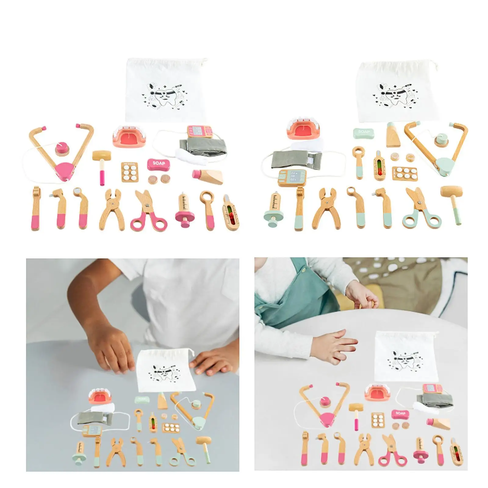 مجموعة أدوات الطبيب المكونة من 17 قطعة للأطفال الصغار مجموعة ألعاب الطبيب ألعاب تعلم حقيبة طبيب واقعية للأطفال الصغار من سن 3 4 5