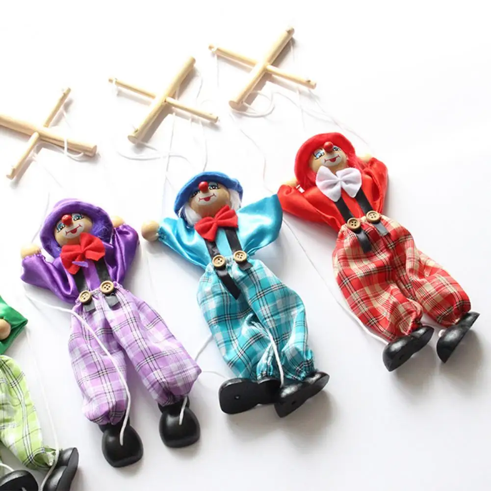 Children Puppet Toy Pirate Marionette Clown Puppet Toy for Kids Wooden Pull Rope Doll for Boys Girls Birthday Christmas Gifts