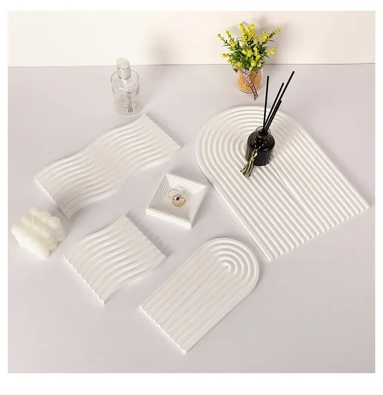 Photography Shooting Decorative Background Ins Plaster Jewelry Storage Tray Modern Simple Dining Table Food Photo Props