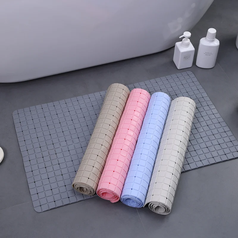 Bathroom Anti-slip Mat PVC Thick Non-slip Large Bath Mat Safety Suction Cup Massage Shower Mat Bathroom Accessories Sets