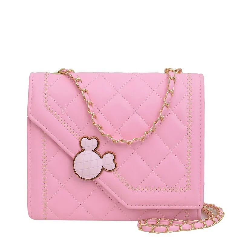 

Сумка на плечо с Микки Маусом Диснея, женская роскошная сумка через плечо, модная сумка-цепочка с ремешком, маленький квадратный кошелек, повседневный рюкзак для женщин