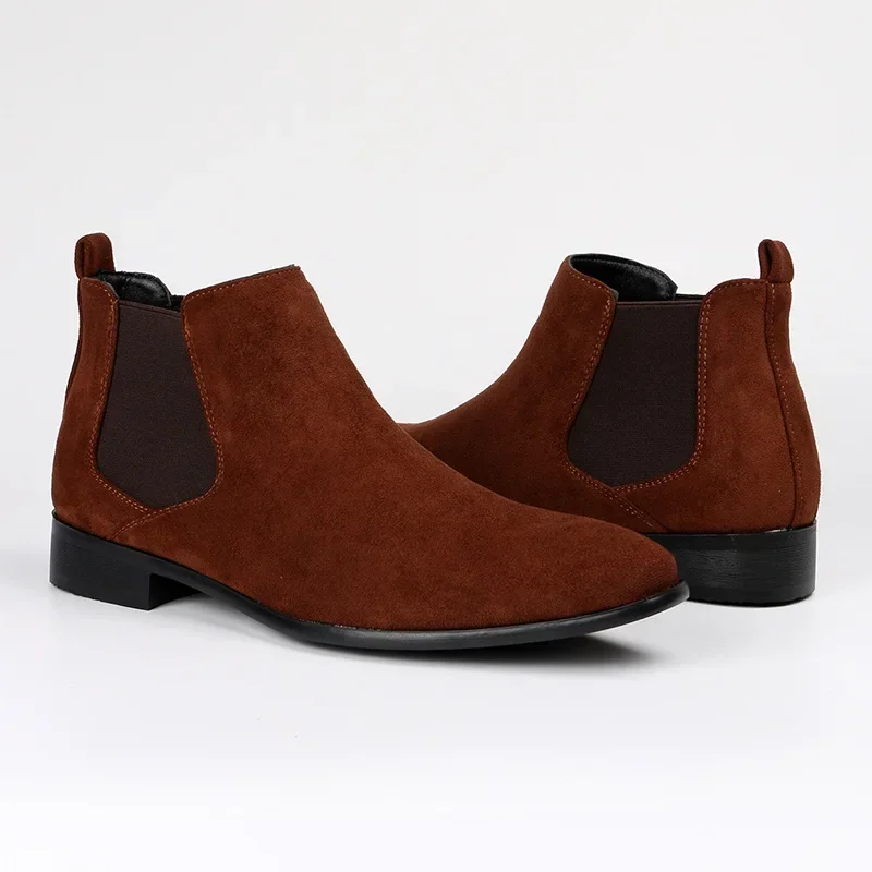 Men's frosted suede Chelsea Boots square toe men's autumn shoes with stylish men's ankle boots large size 48