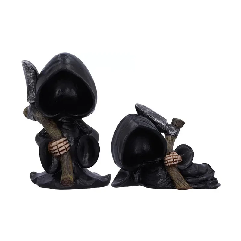 

Grim Reaper Figurines Miniature Death Santa Gothic Accent Statue Decoration Home Halloween Decor Ornament Gift