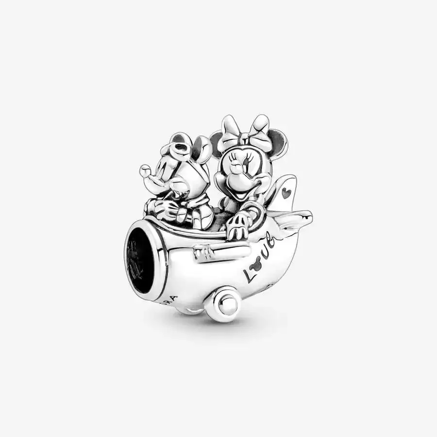 Disney Stering 925 Silver Matching Stitch Charms Pink Bow Clip Mickey Bead Fit Original Pandora Women Bracelet Pendant Jewelry