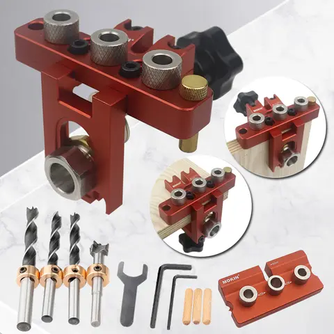 목공 3 in 1 Doweling Jig Kit 캐비닛 가구 드릴 가이드 로케이터 포켓 홀 지그 이동식 홀 펀처 도구