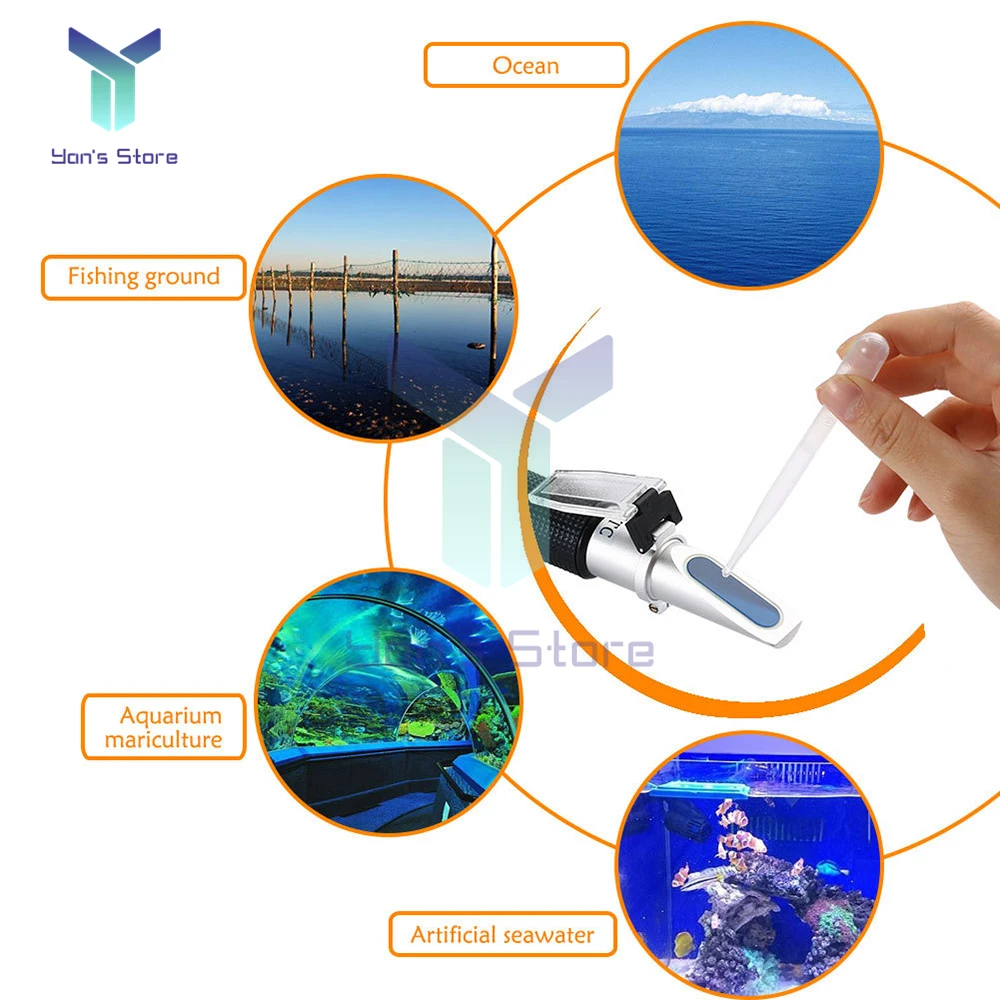 0-100 Sea Salinity meter salt water concentration Aquarium Handheld Mariculture Breeding Gravimeter Salinity Tester Detector