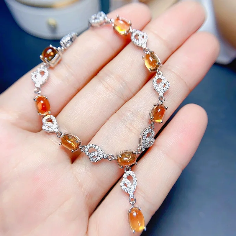 

VVS Grade Citrine Necklace 5mm * 7mm Total 6.4ct Natural Citrine 925 Silver Necklace 18K Gold Plating Yellow Crystal Jewelry