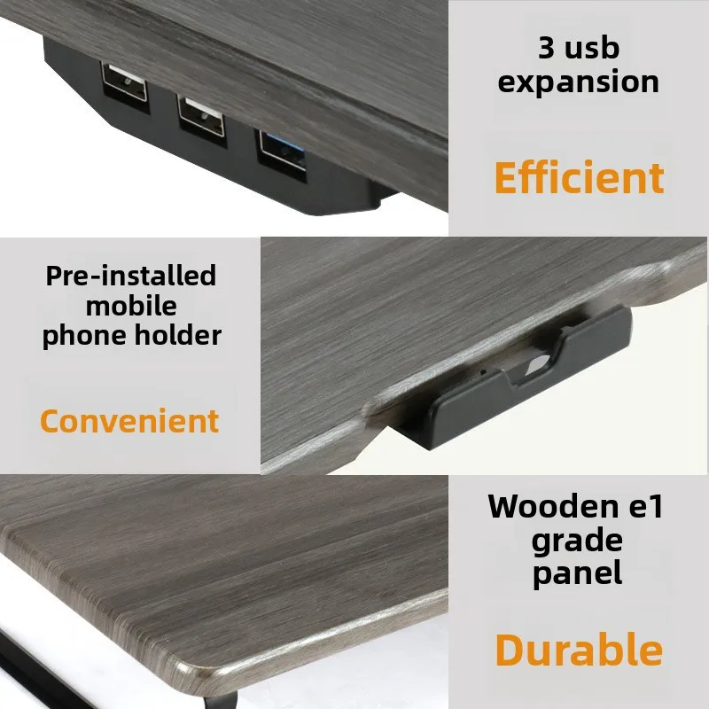Rak Peninggi Monitor Tempat Laptop Tempat Desktop Dasar Kayu USB Pengisi Daya Ponsel Multifungsi