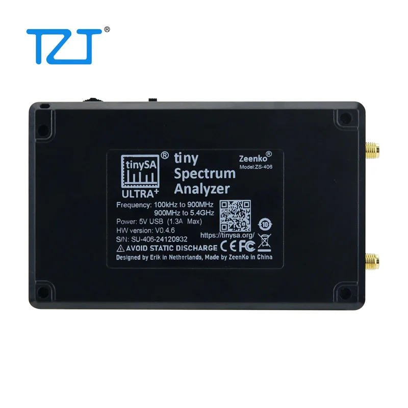TZT New TinySA ULTRA+ ZS-406 900MHz-5.4GHz Ultra-wide Frequency Handheld Spectrum Analyzer with 4-inch Touch Screen
