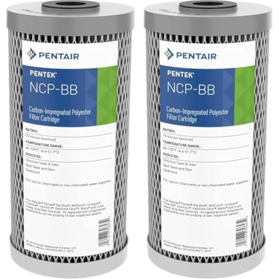 NCP-BB Big Blue Carbon Water Filter 10-Inch Whole House Non-Cellulose Carbon Impregnated Pleated Filter Cartridg