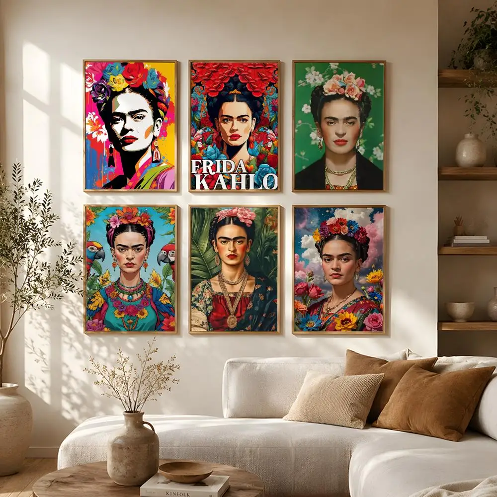 Artist Frida Kahlo Poster Self-Adhesive HD Mural Wall Decals, Living Room Bedroom Home Decor Gift