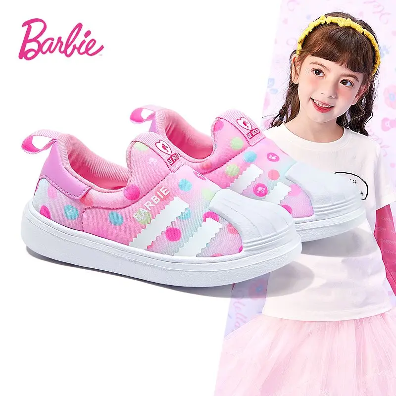 Kids Barbie Shoes Girls Tennis Shoes Kawaii Barbie Sport Shoes Children Casual Sneakers Anime Girls Basket Shoes Size 27-34