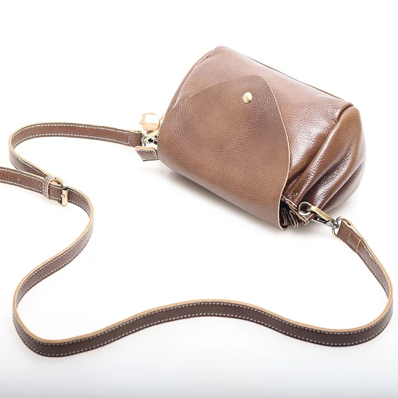 Zency Small Shoulder Bag Women\'s Genuine Leather Handbag Vintage Square Bag Crossbody Many Pockets Purse