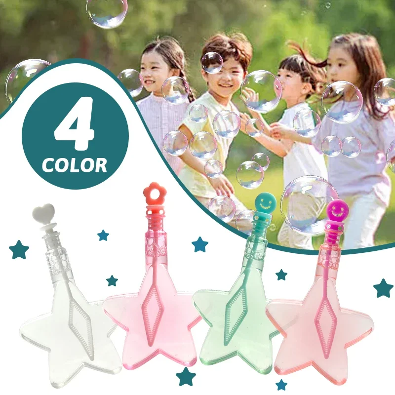 Pentagrama portátil con palo de burbuja, juguete de burbujas, juegos al aire libre, juguetes para niños, regalo de cumpleaños y vacaciones con burbujas de agua