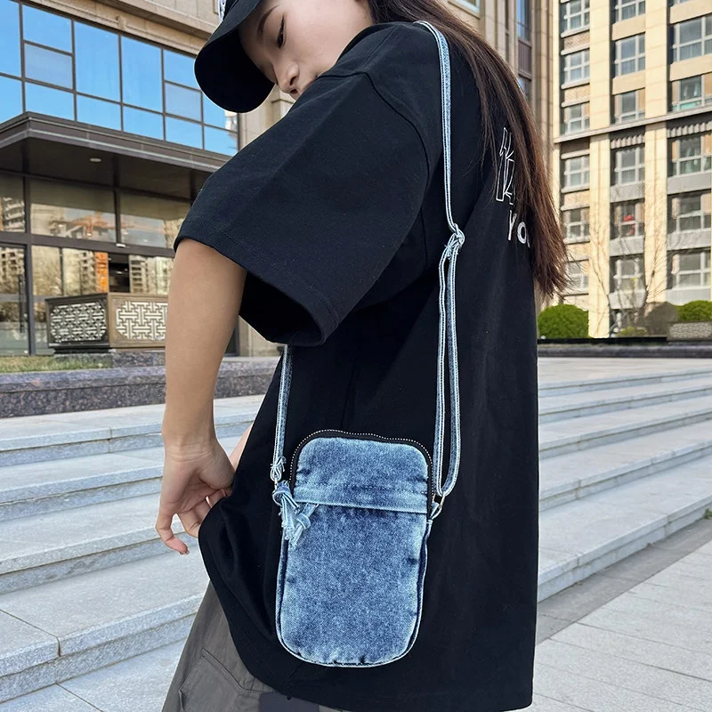 

Casual Canvas Phone Bag Women's Lightweight Leisure Small Bag Walking Coin Purse Crossbody Bag Denim Single oulder Cro...