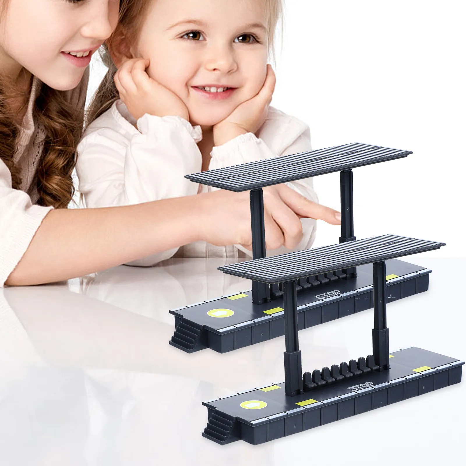 

2Pcs Railway Station Platform Decorative Plastic Simulation DIY Playing Platform for Children Railway Station Model