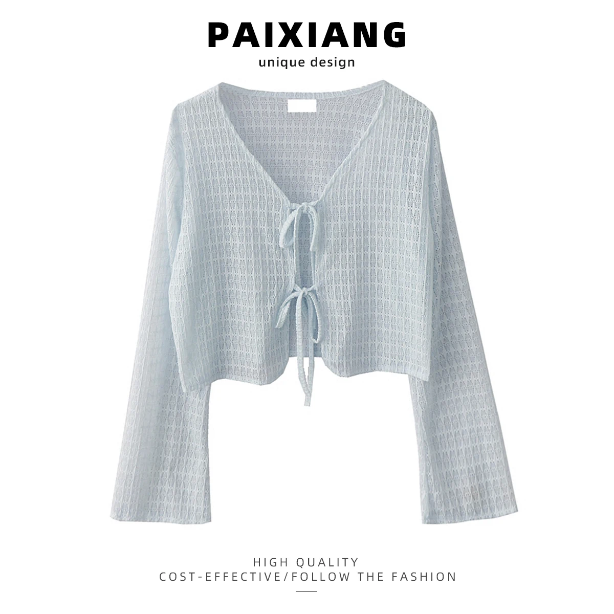 سترة PAIXIANG نسائية صيفية خفيفة الوزن للحماية من الشمس مع سترة بحزام وملابس خارجية شفافة للمناسبات غير الرسمية