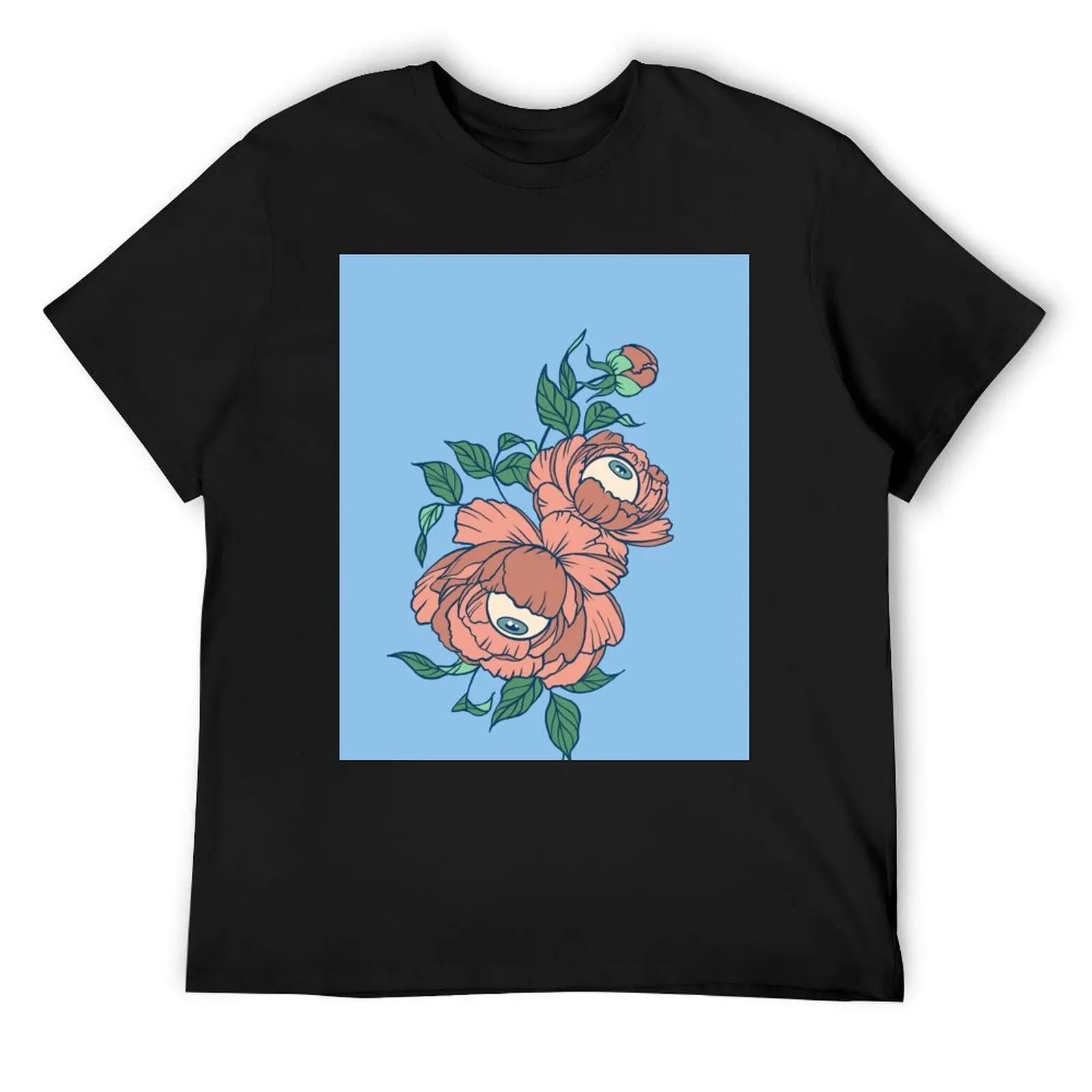 Peeping Peonies T-Shirt quick-drying summer top anime tshirt Blouse mens champion t shirts