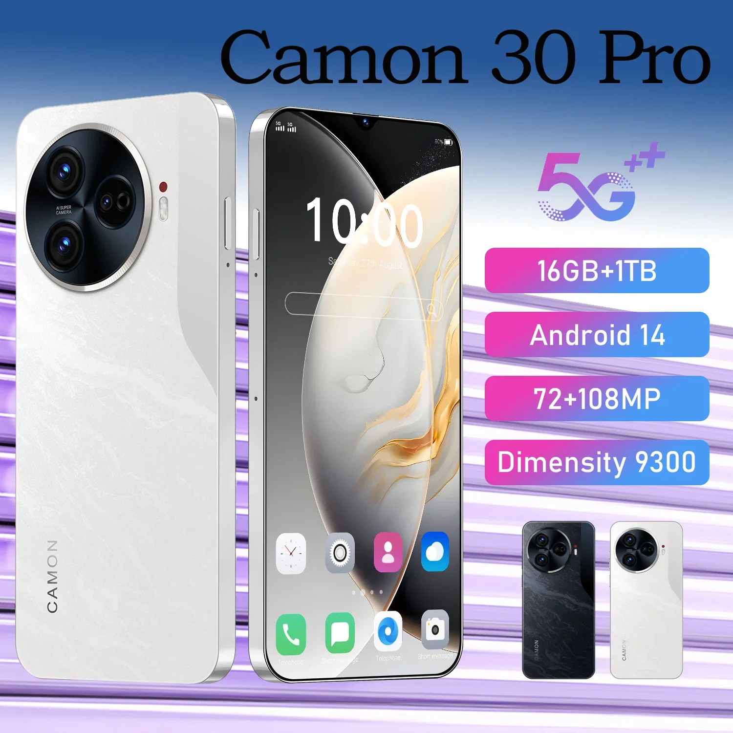 

HOT 2025 new Camon 30 Pro original intelligent 5G dual card dual standby Android 14 system global version 8000mAh battery