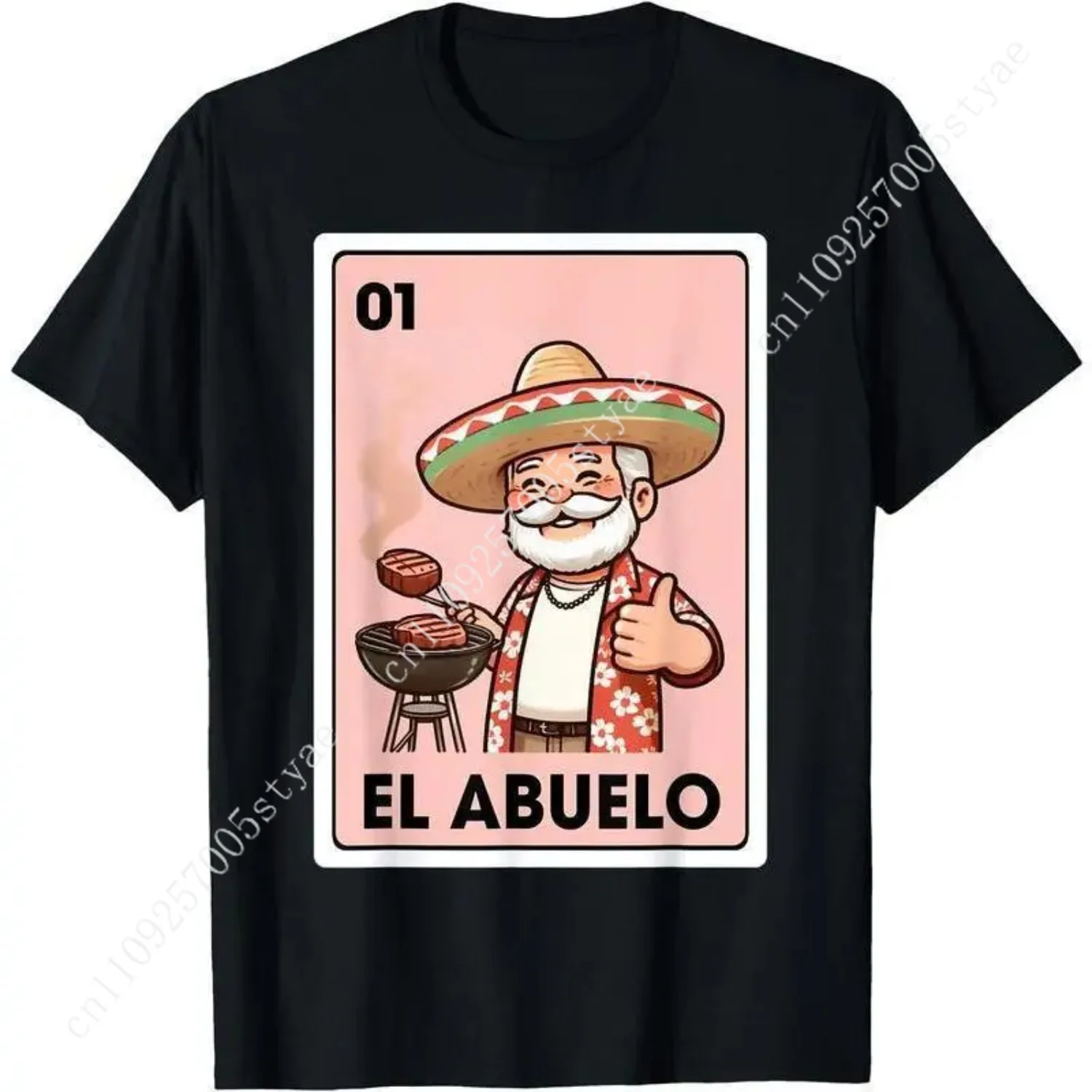 [100%25 Cotton]El Abuelo Grilling Grandpa Mexican Bingo Card Unisex T-Shirt, A Classic Golf Gift Tee for Men and Women