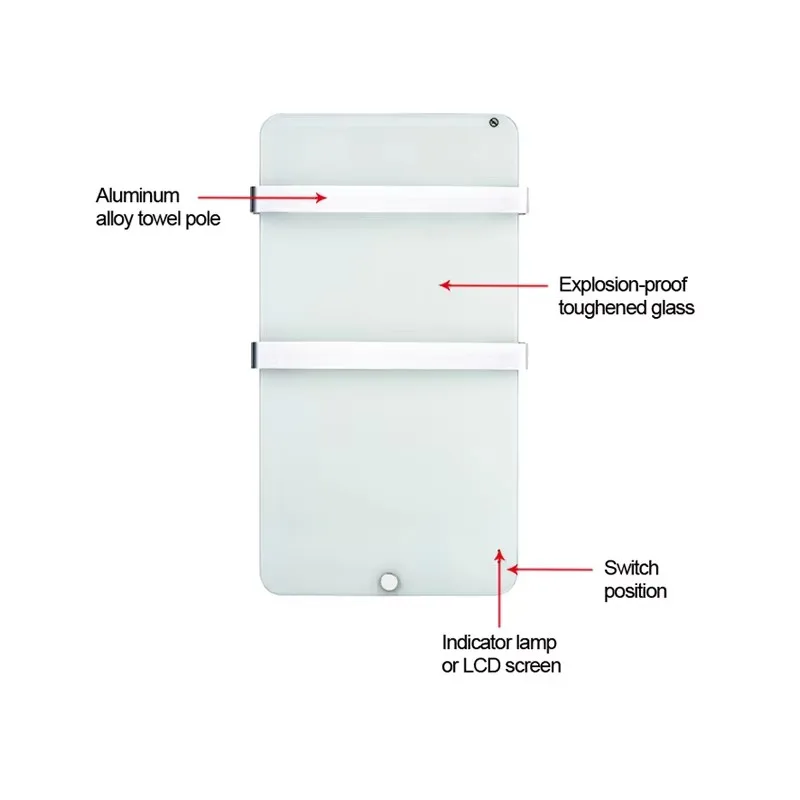 WiFi Double-Sided Glass Electric Heated Towel Rail  Bathroom Radiator 7-Day Timer 5-40℃ Remote Control