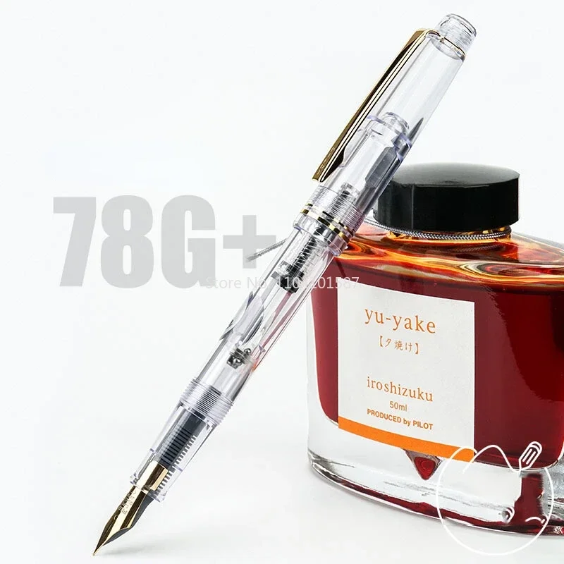 New PILOT 78g Transparent 78g+ 22k Golden Original Iridium Fountain Pen Students Practice Calligraphy EF F M Nib Ink Cartridge