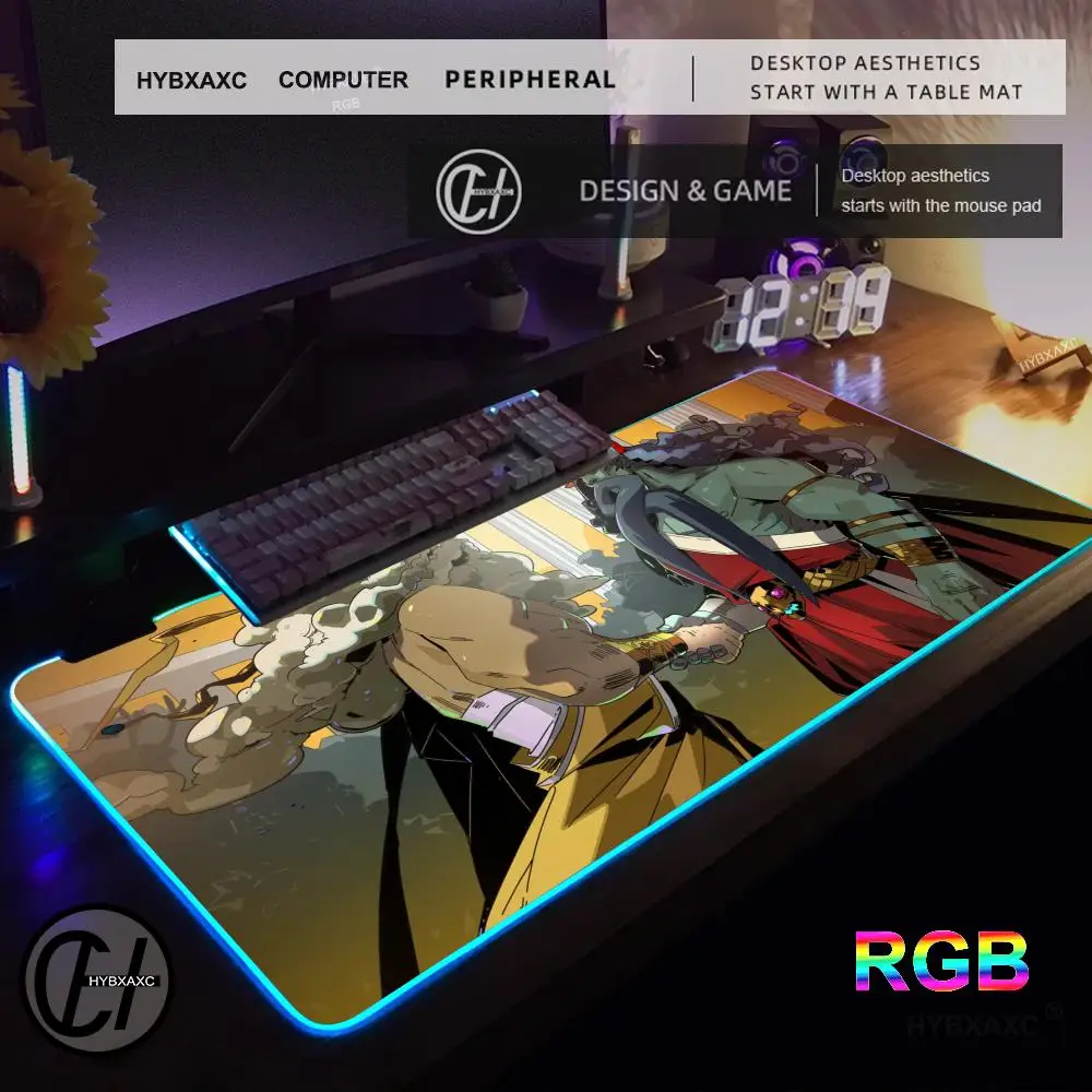 Hades Mouse Pad RGB Gaming Mouse Pad Meja Tikar HD Gamer Lampu LED Besar XXL MousePads PC Komputer Karpet