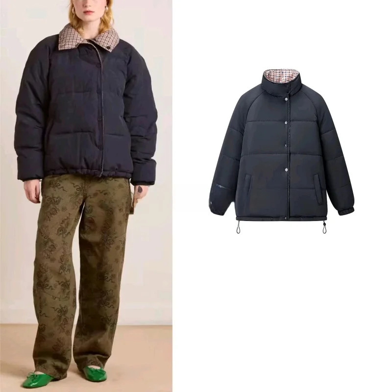 

Зимний новый женский дизайнерский воротник с длинным светом на молнии, двусторонняя одежда, верхняя одежда из хлопка