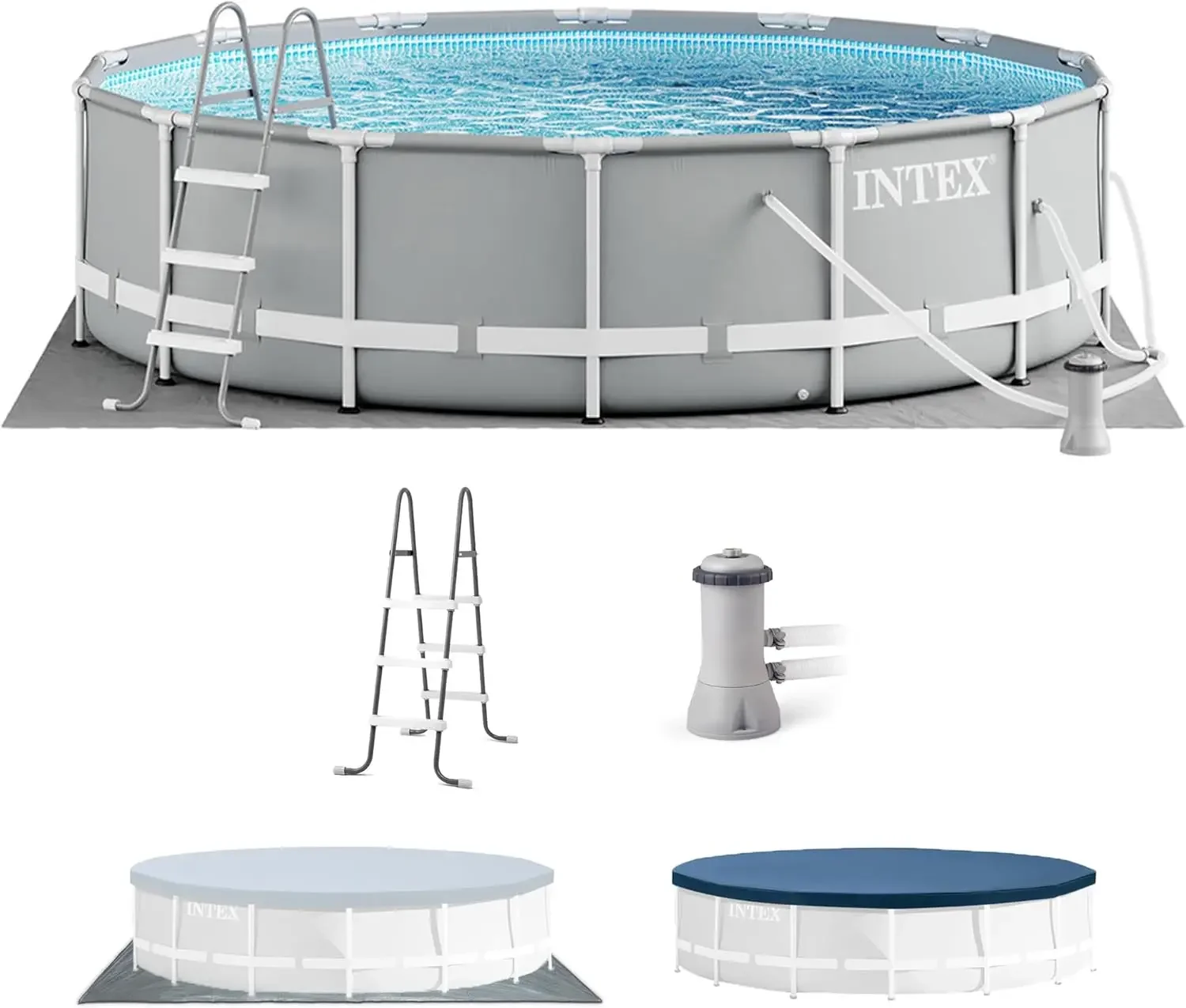 

26719EH Prism Frame Premium Above Ground Swimming Pool Set: 14ft x 42in – Includes 1000 GPH Cartridge Filter Pump – SuperTough P