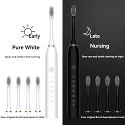 Electric Ultrasonic Toothbrush Six Speed Mode Home Soft Hair USB Charging Waterproof Adult Tooth Cleaner Automatic Couple Set-