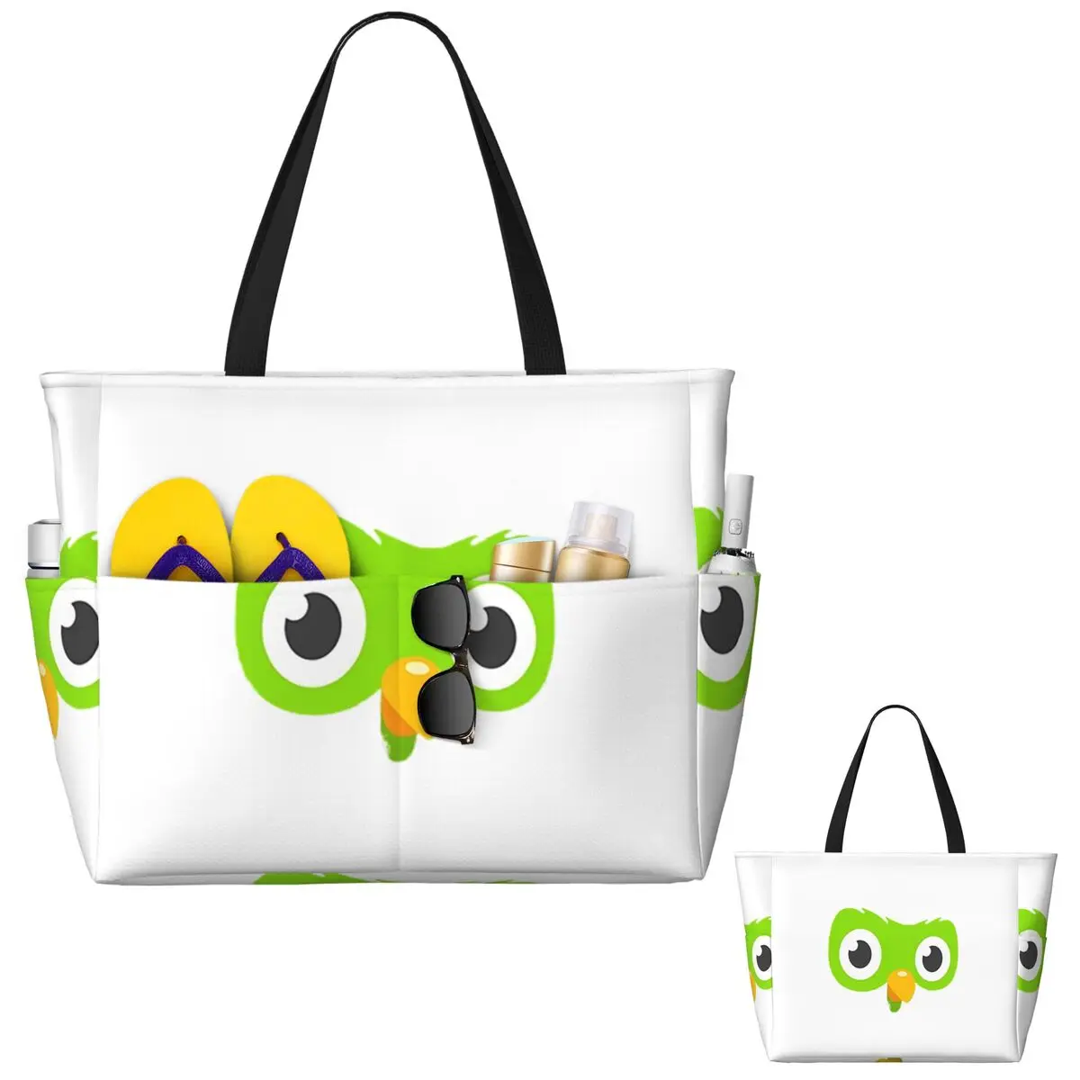 Duolingo Owl Duo Beach Tote Bag Sport Gym Yoga Duffle Large Tote Bag Women Travel Bag Fitness bag
