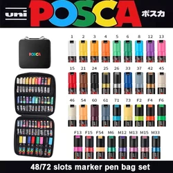 Posca Colors Marker Pen or 48/72 Slots Black Handy Suitcase, Bright Permanent Markers for Kids Adults, Ladies Lipstick Organizer