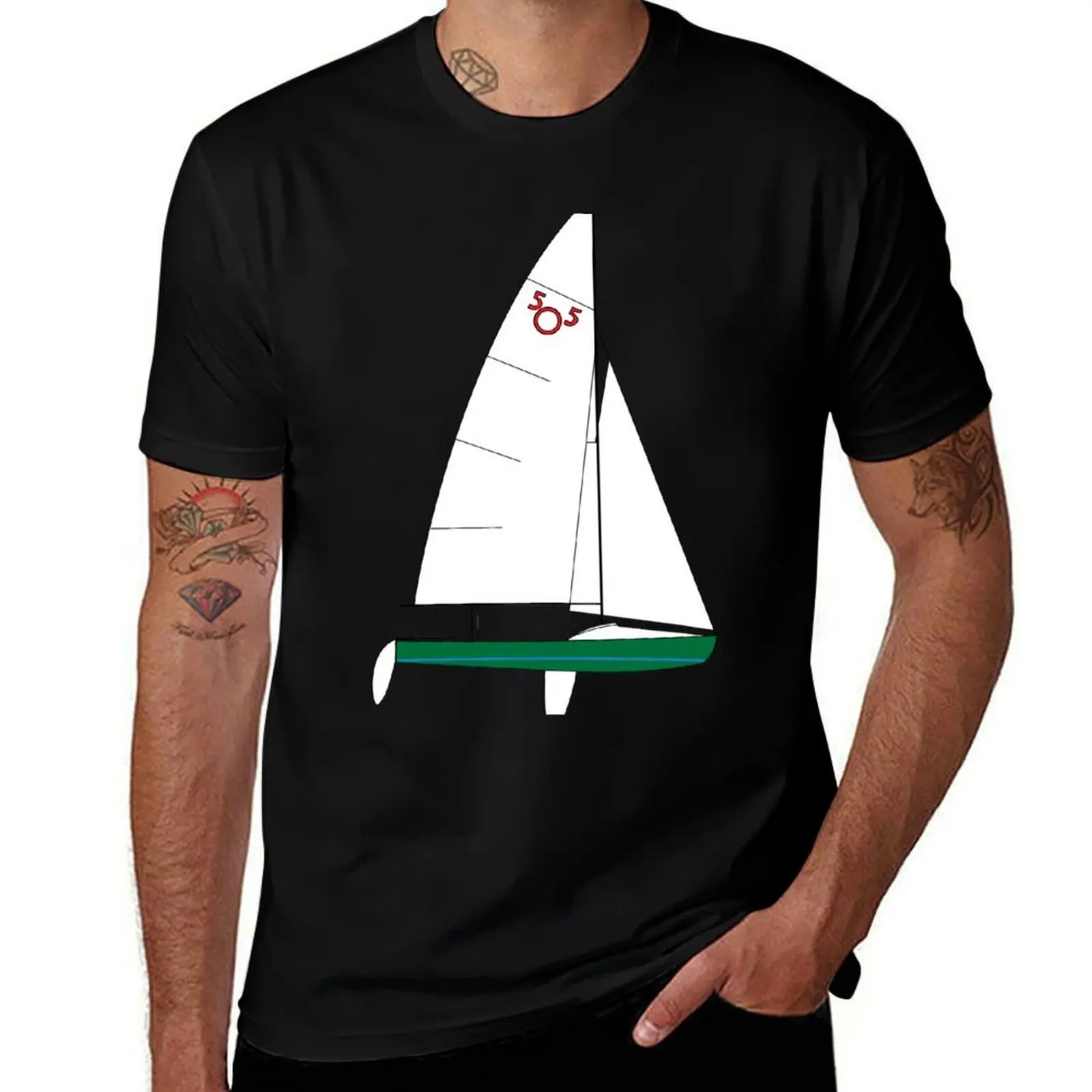 

International 505 Sailboat - Green T-Shirt t shirts for man pack cotton t shirt man plain T-Shirt
