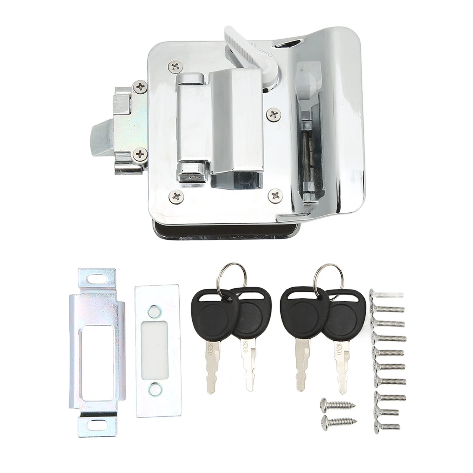 RV Entrance Door Lock Safety Latch Lock Built in Deadbolt Aluminum Alloy for Camper Travel Trailer Motorhome Chrome