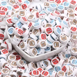 20pcs Cartoon Smiling Face Polymer Clay Beads For Making Bracelet Necklace Phone Chain Loose Spacer Bead Jewelry Diy Accessories