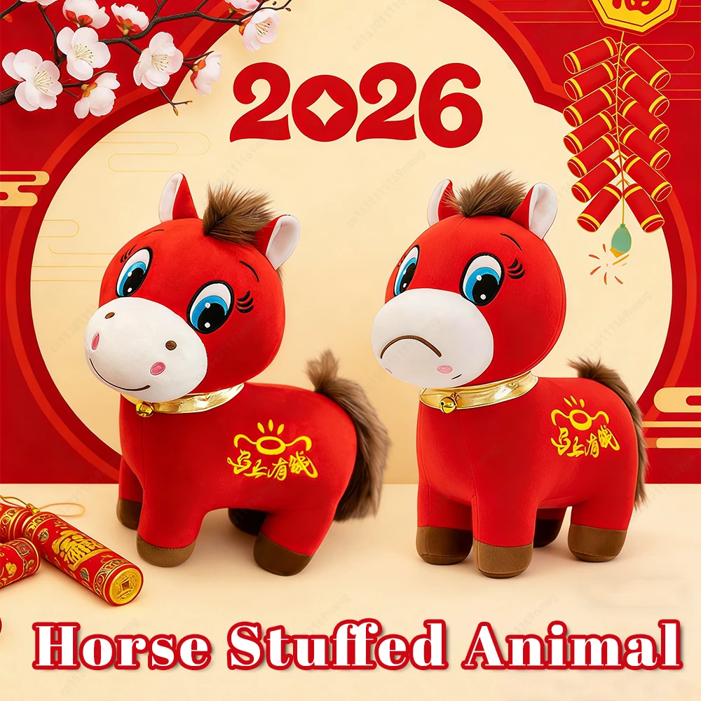 

2026 Year of The Horse Stuffed Animal Chinese New Year Plush Horse Mascot Doll for Home Decor Blessing Souvenir