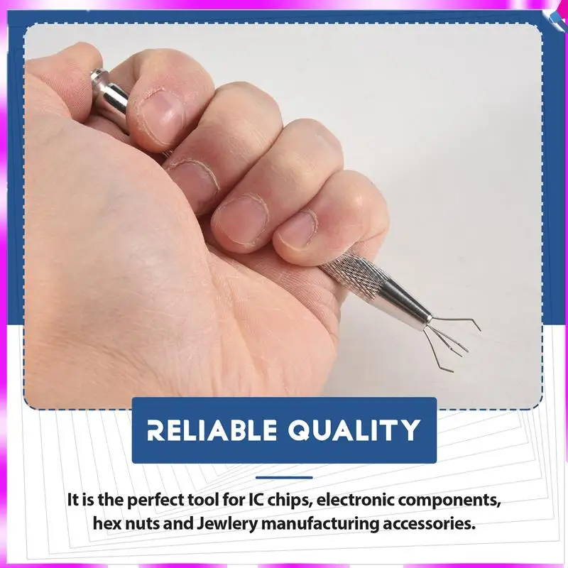 

N96R, 3 шт., инструмент для захвата из нержавеющей стали с 4 захватами, захват с 4 зубцами для микросхемы, электронные компоненты, серебро