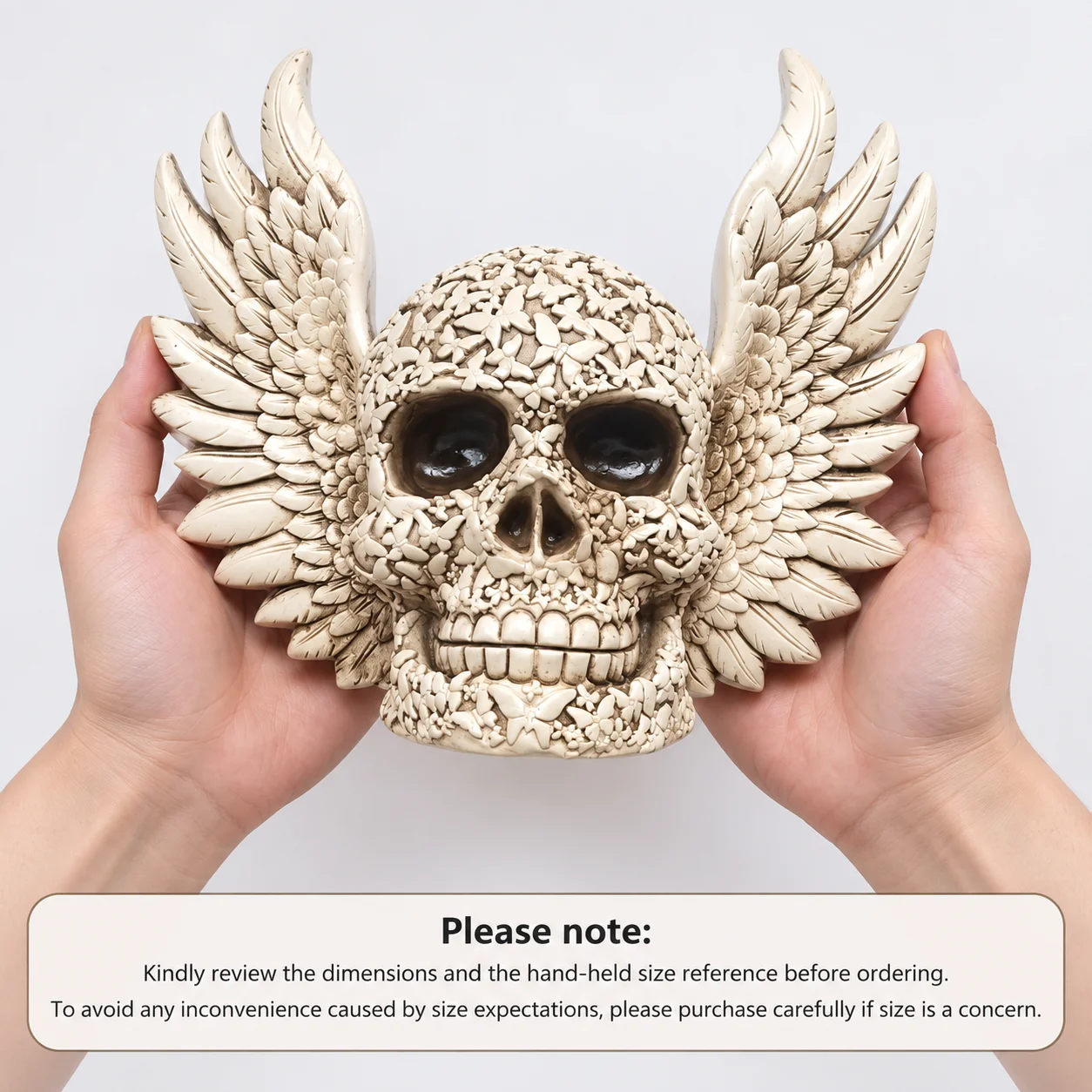 3pcs Halloween Winged Skull Statue Realistic Angel Skull Resin Figurine Graveyard Party Table Outdoor Home Decor Gift