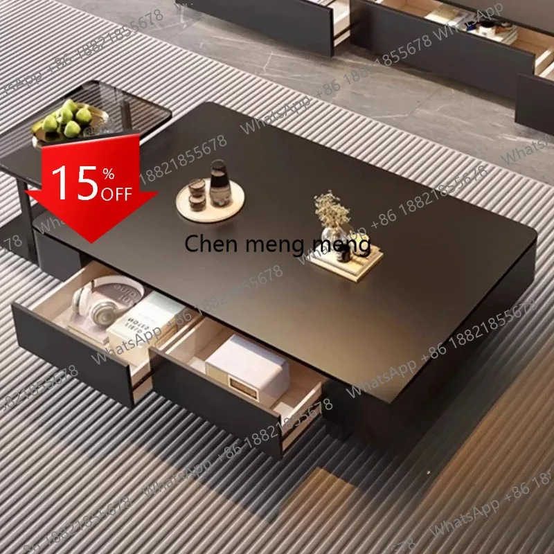 

C46Черный минималистичный журнальный столик, современный роскошный элегантный дизайн, центральные столы для интерьера гостиной, модная меса centro furnitu