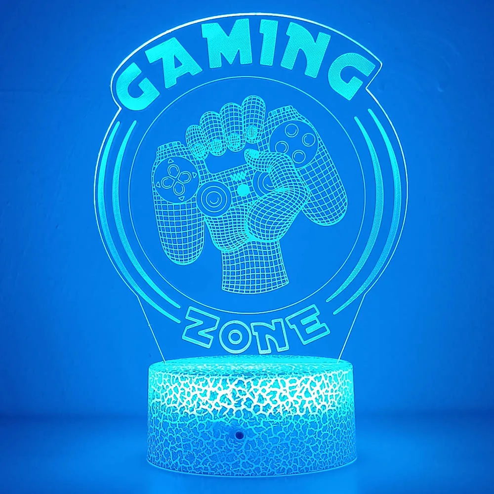 3D Night Light Lamp Gaming Room Desk Setup Decor Table Gamepad Icon Logo Sensor Light Kids Child Bedside Gift Birthday Xmas