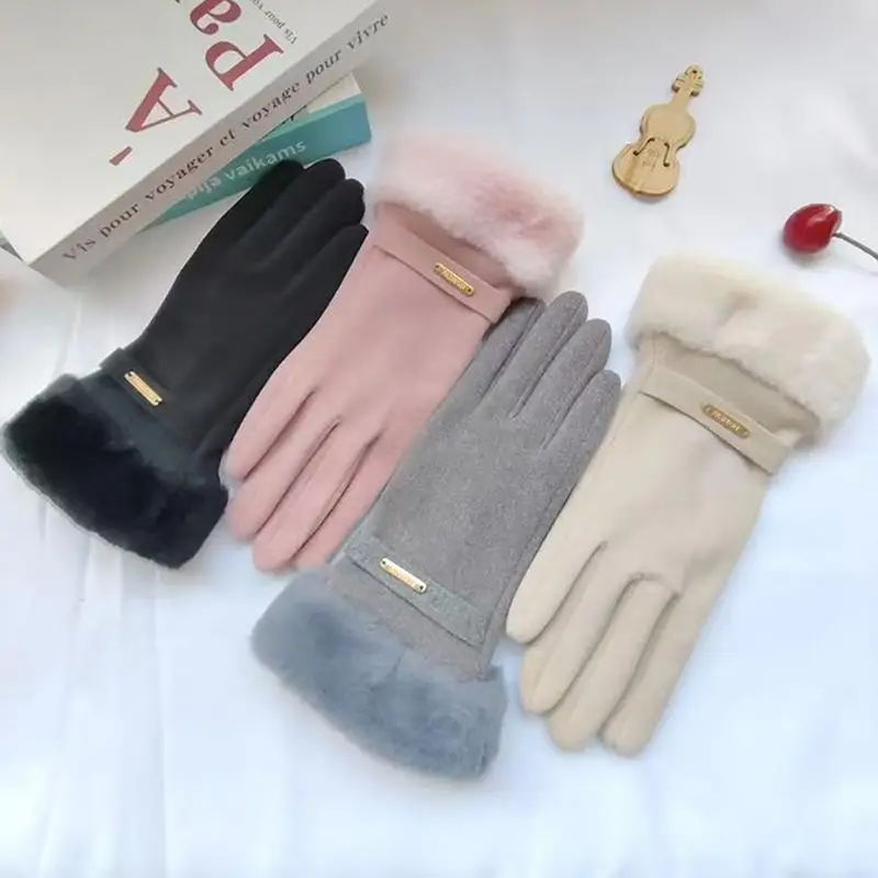 Winter Warm Women's Touch Screen Gloves Windproof Cold Resistant Plush Lined for Running Skiing Cycling